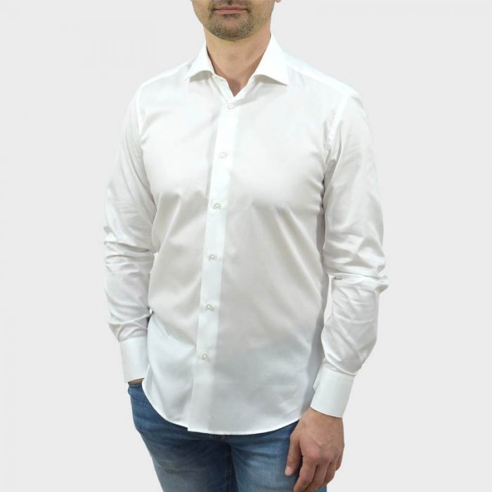 Camicia in cotone bianca da uomo linea classica - Camiceria Artigiana Nino Castello Perugia