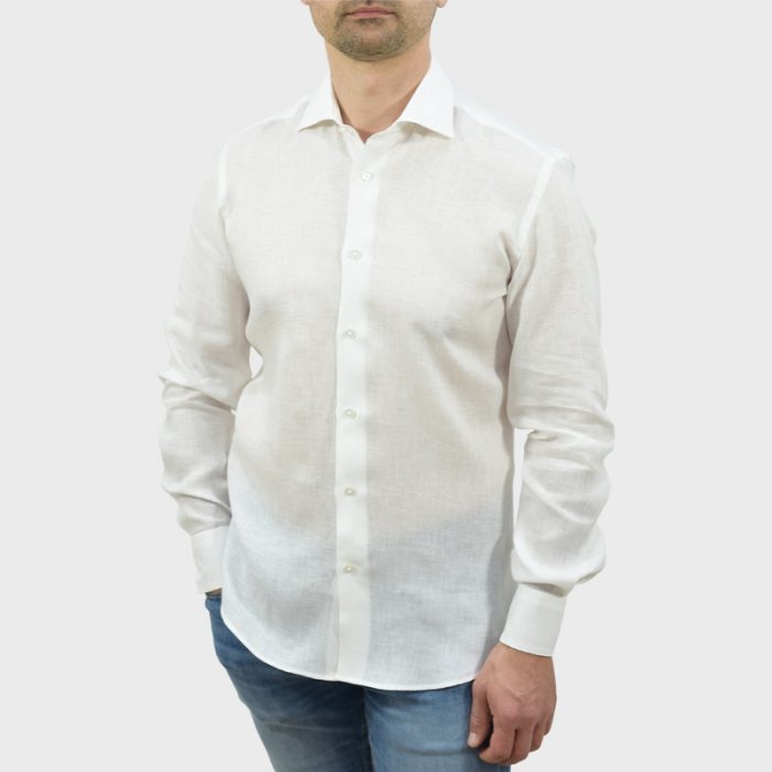 Camicia in lino da uomo colore bianco - Camiceria Artigiana Nino Castello Perugia