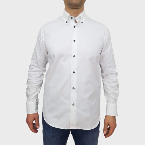 Camicia da uomo in cotone Oxford Classic con interni a contrasto - Camiceria Artigiana Nino Castello