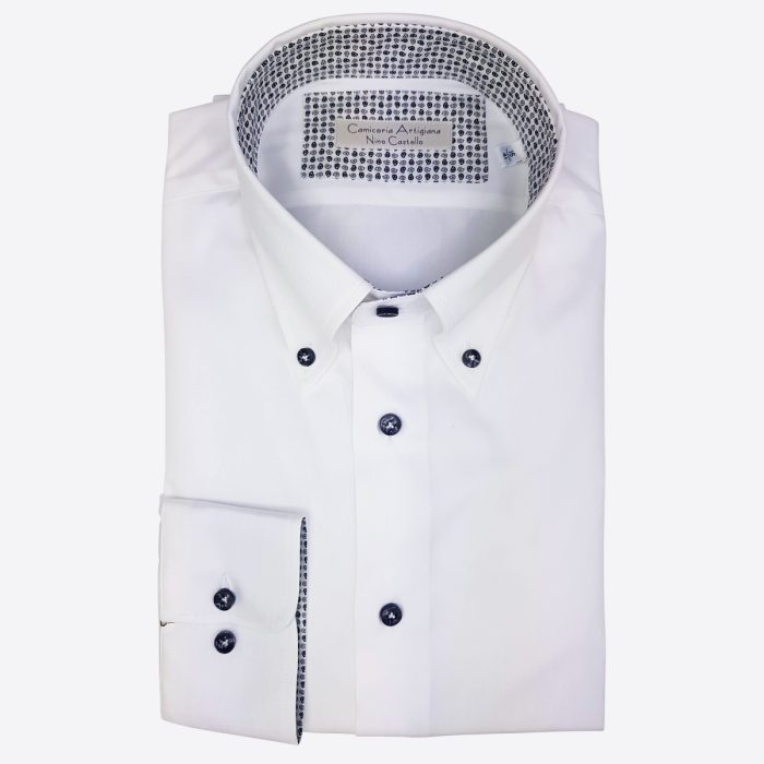 Camicia in cotone da uomo Oxford Classic con interni a contrasto - Camiceria Artigiana Nino Castello